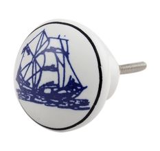 Blue Yatch Ceramic Floral Drawer Knob